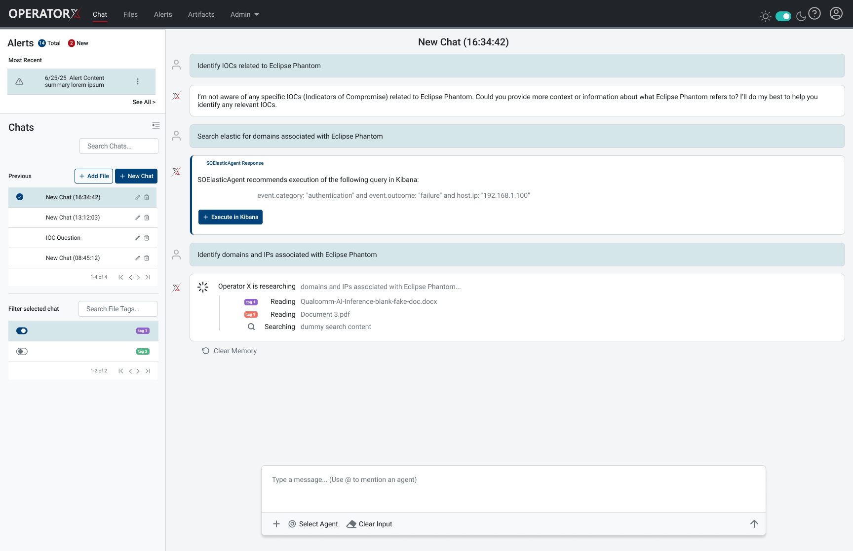 Operator X — product screen 1