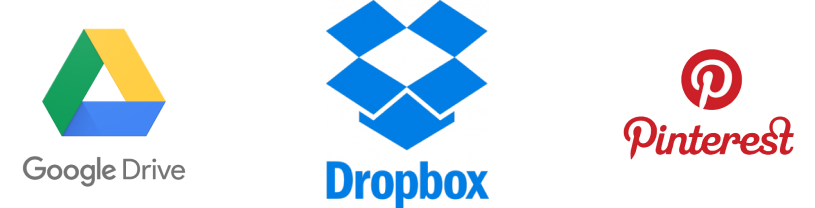 drive dropbox and pinterest logos