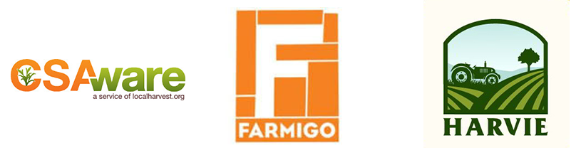 csaware farmigo and harvie logos
